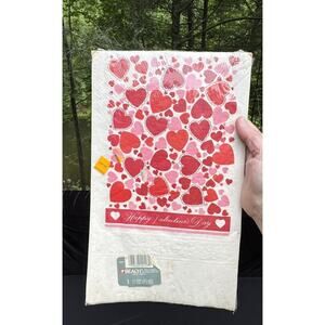 NOS Vintage BEACH Paper Valentines Day Theme Tablecloth 54” x 88” New! -A86